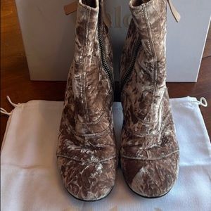 Chloe crushed velvet ankle boots size 40